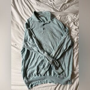 Ermenegildo Zegna Pale Teal Long-Sleeve Knit Polo